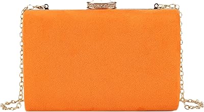 Girly HandBags Womens Faux Suede Hard Case Clutch Bag Orange