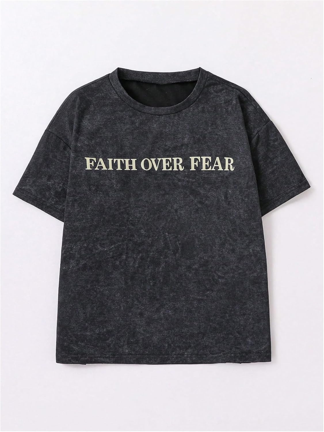 Boy's Letter Print Graphic Tees Short Sleeve Vintage T Shirt Round Neck Summer Tops Streetwear 11 Years Grey image 2 of 5 B0DWSGYGMZ