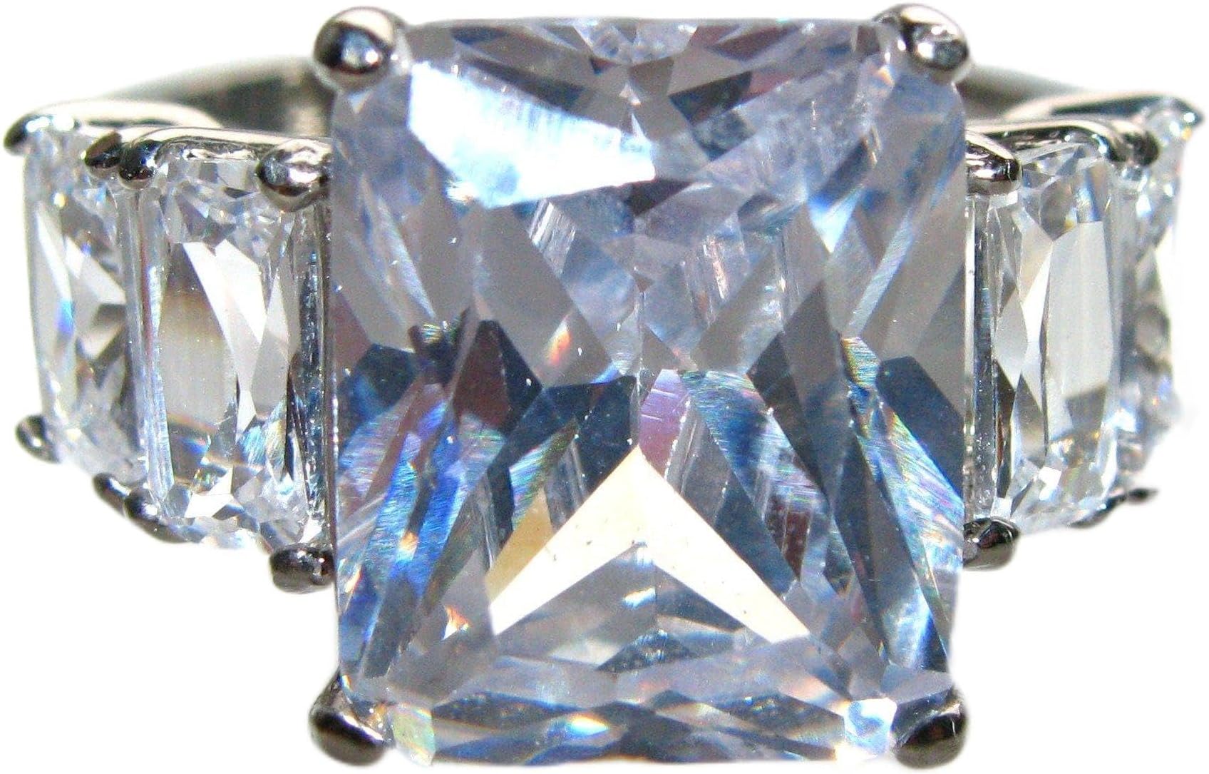 Free Engraving Of Your Choice! Ah! Jewellery Stainless Steel Lab Created Diamonds Ring. Stamped 316. Never Tarnish Guarantee! 12mm Centre Stone. Total Weight 6gr.