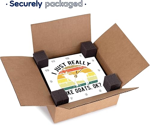 Miniatura 7 de 3dRose Wall Clock Silent - 15 inch - I just Really Like Goats ok. Black Letters White Goat on Retro Stripes - Stamp City - Typography