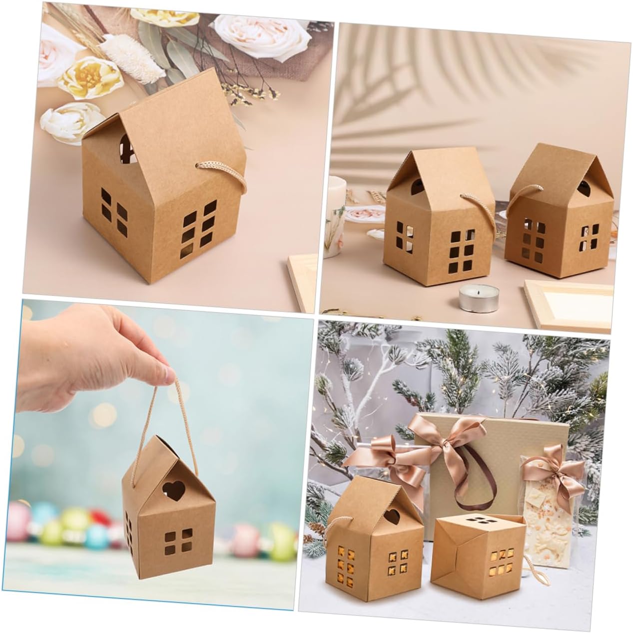 CALLARON 20pcs Handheld Hollowed House Candy Boxes Multi Function Paper Present Cases for Easter Parties Birthdays Special Occasions Lightweight Durable Design for Treats and Sweets image 5
