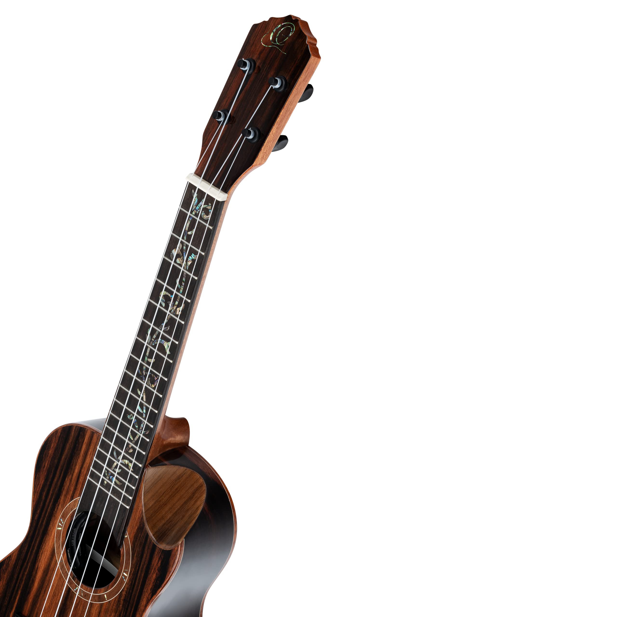 Ortega Guitars Ukulélé Concert Électro-Acoustique – Série Elite – Housse Incluse – Ebène, Naturel (RUET-EB)