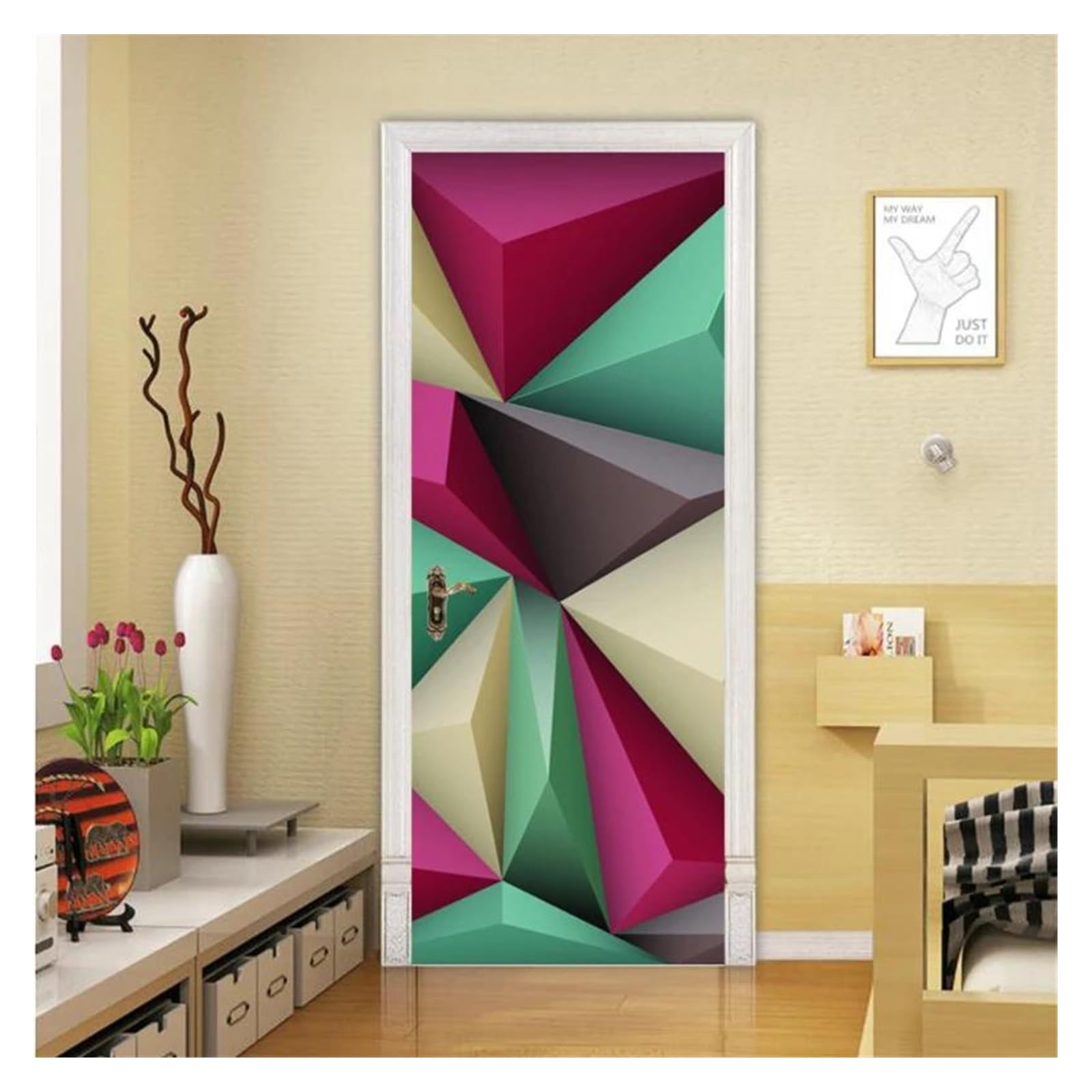 Papier peint mural de porte pour rénover facilement une porte abîmée sans travaux