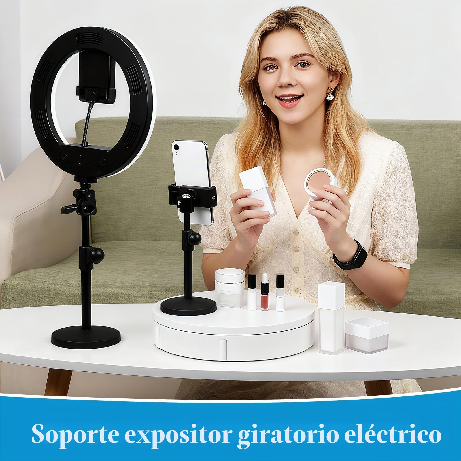 Base Giratoria, Plataforma Giratoria de 360° con Control Remoto | Capacidad de Carga de 100 Kg, Adecuada para Exhibición de Productos, Transmisión en Vivo y Fotografía