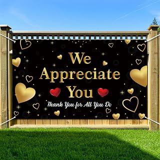 Kimini-Ki We Appreciate You Banner Backdrop, Thank You Banner for Employee Teacher Doctor Nurse Staff, Appreciation Party Decorations, Thank You for All You Do Sign Background