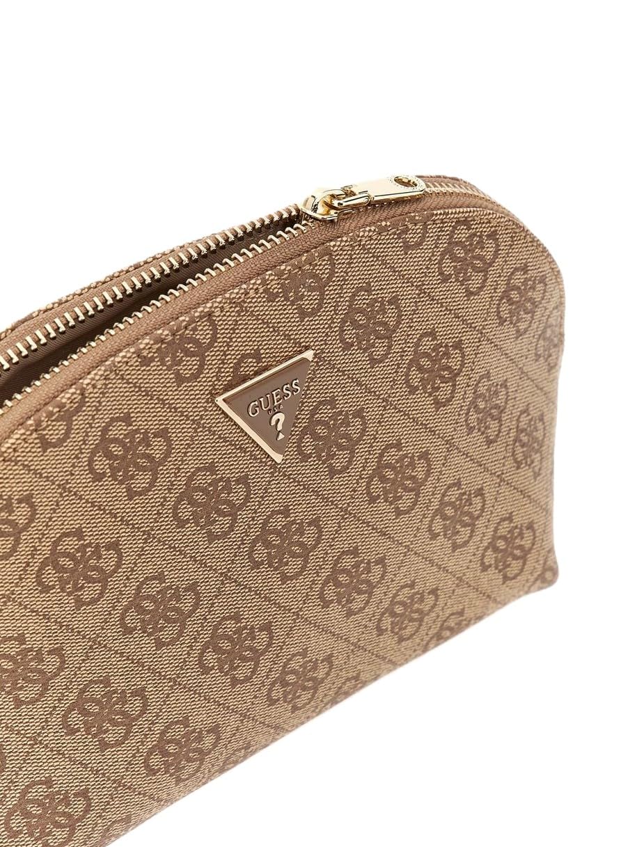 GUESS Zamira Dome Cosmetic Pouch Latte Logo