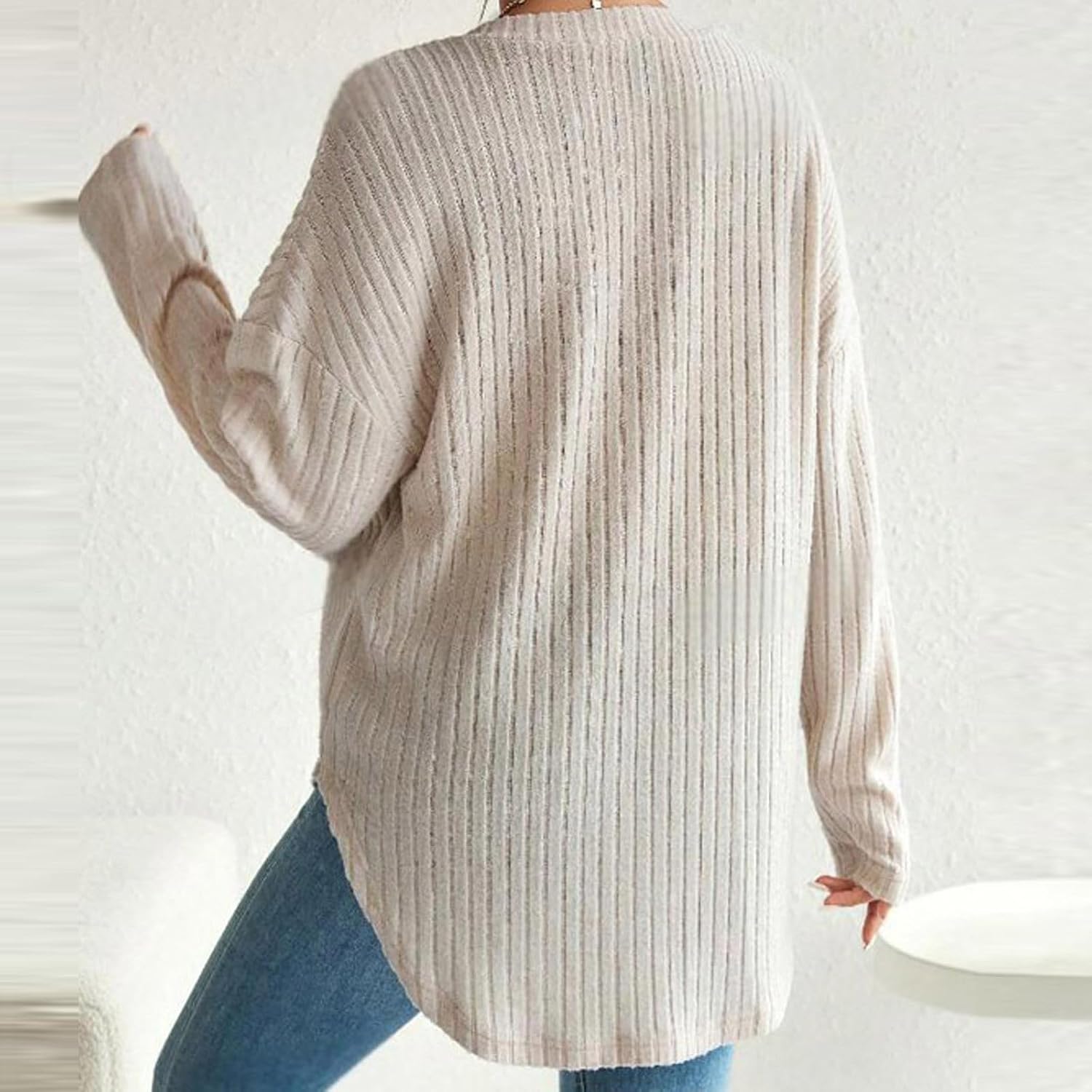 Women's Maternity Long Sleeve Shirt Ribbed Knit Nursing Tee Tops Button Down Shirt Loose Fit Tunic Sweater Cardigan