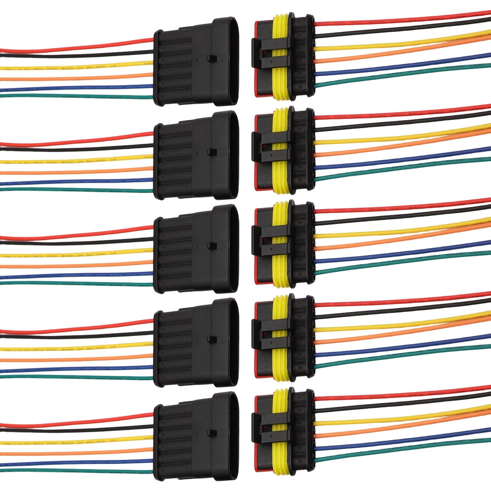 Linvimia Men's 6P 5-Piece Automotive Connector Set, Fe Plugs With Wires For Quick Vehicle Quick Disconnect Wire Connector