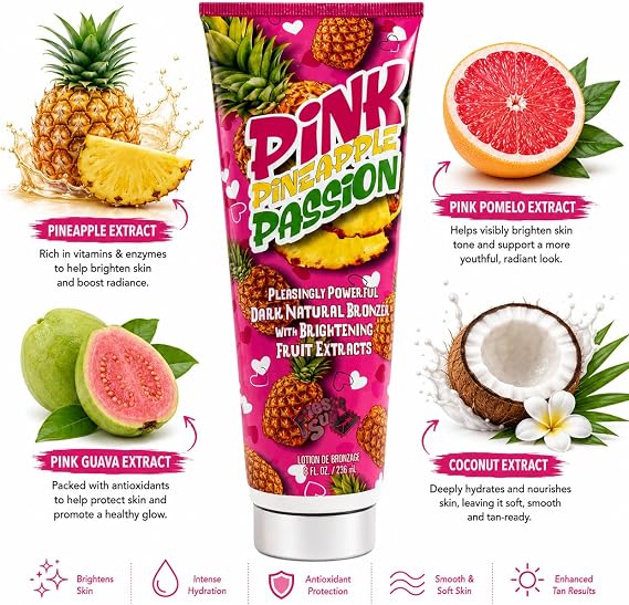 Fiesta Sun Pink Pineapple Passion Dark Natural Bronzer Tanning Lotion (236ml)
