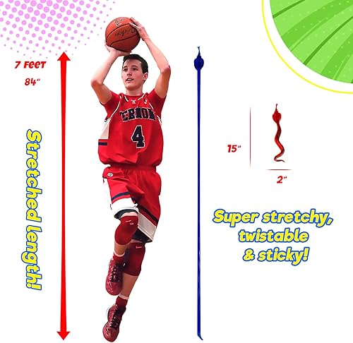 Miniatura 10 de JA-RU Juguete elástico adhesivo de serpiente gigante, lagarto y cocodrilo (paquete de 3) juguetes para aliviar el estrés para niños. Recuerdos de