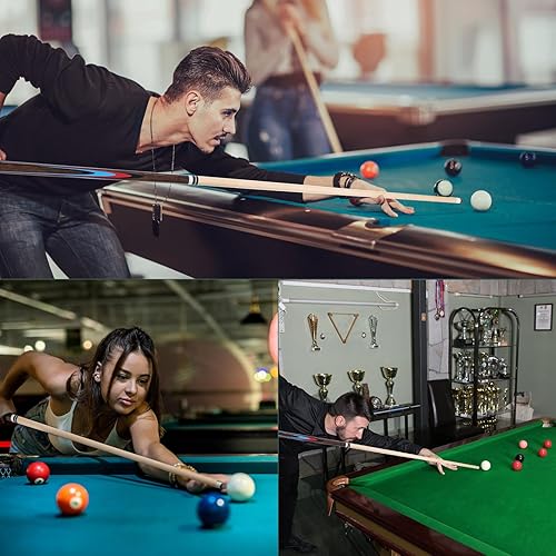 Miniatura 6 de Taco de piscina de arce de 58 pulgadas, 2 piezas, 18 oz-21 onzas, palo de billar ligero y duradero con funda de cuero, perfecto para uso