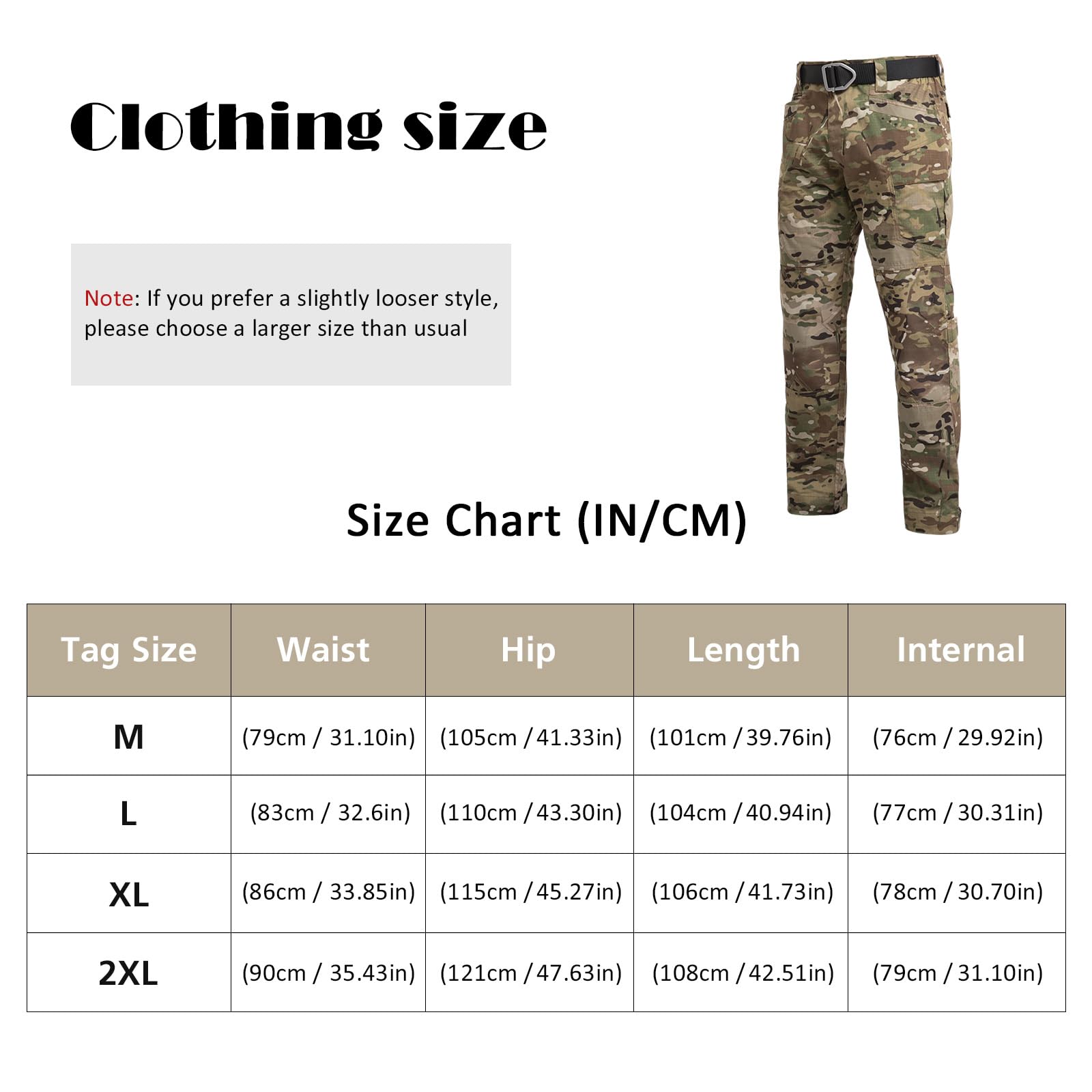 BWBIKE Pantalons d’extérieur pour Hommes Pantalon de Combat Hydrofuge Pantalon de Travail de Camouflage Pantalon Tactique pour Hommes Résistant à l’Usure Pantalon Cargo Camo Trainning EDC