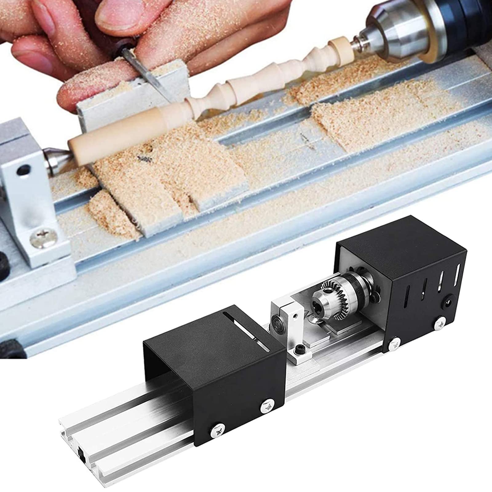 Mini Tour à Bois ZPYXBH - Machine DIY Pour Perles, Fraisage, Polissage - 100W DC12-24V
