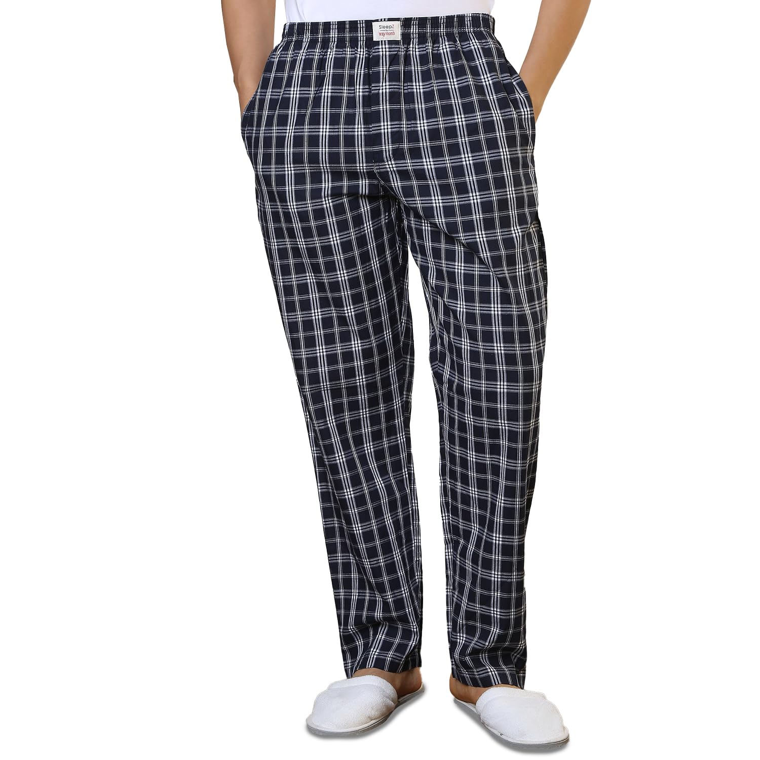 sleepz by raymond Men Flat Front Regular Fit Checks Pattern Pure Cotton Pyjama-picture-41