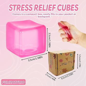 Squeeze Cube Squishy Toy, Stress Relief Fidget Toy Pink 3.5cm