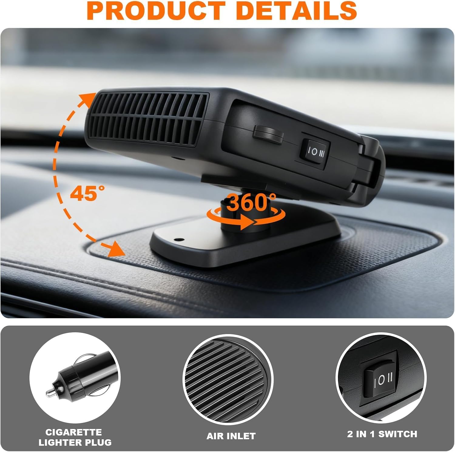 12v 200w car heater, portable car heater and defroster,windshield defogger, applicable all 12v vehicles car heater