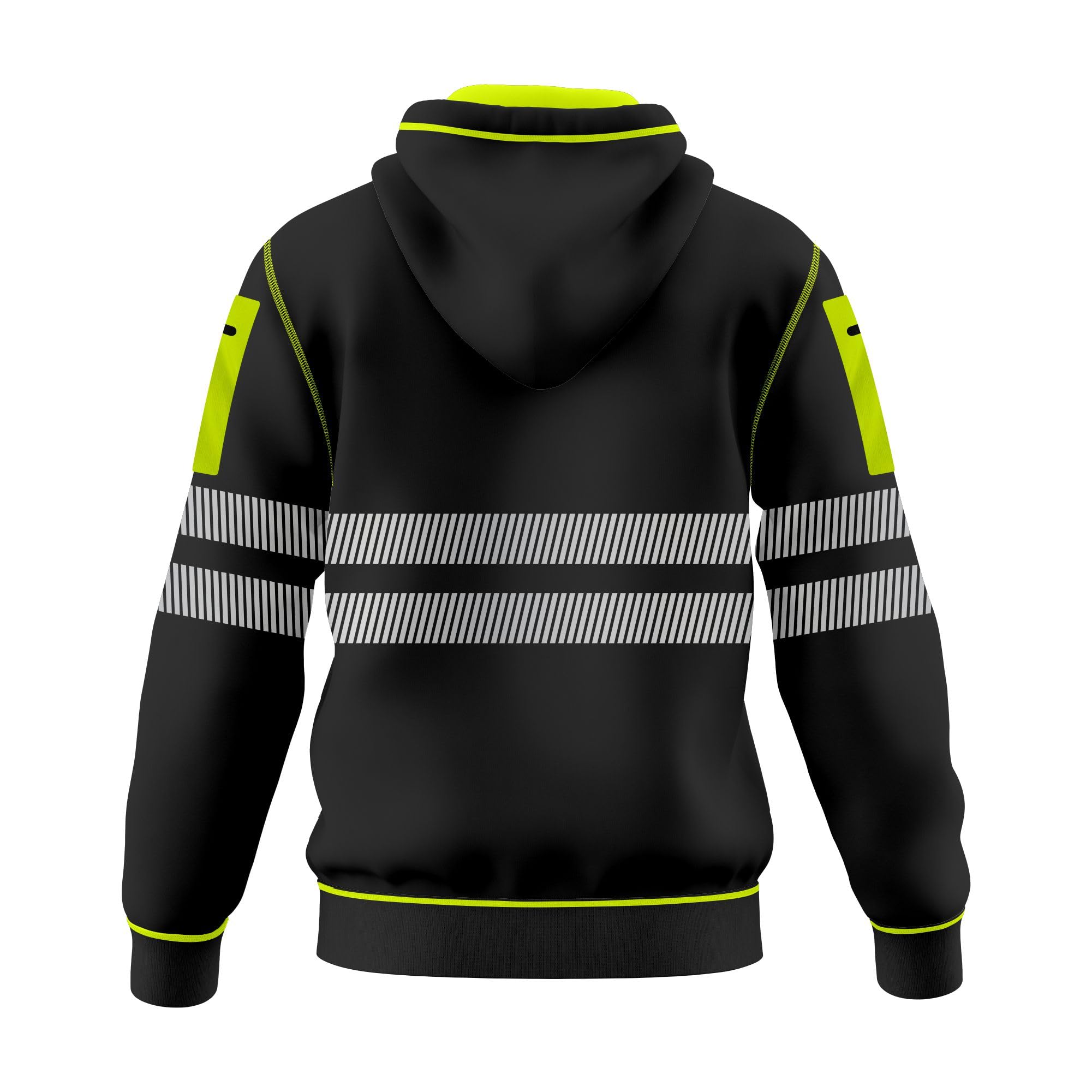mymixtrendz Sudadera unisex con capucha para hombre y mujer, cinta reflectante, cordón de seguridad, bolsillos con cremallera, alta visibilidad, alta visibilidad, con capucha