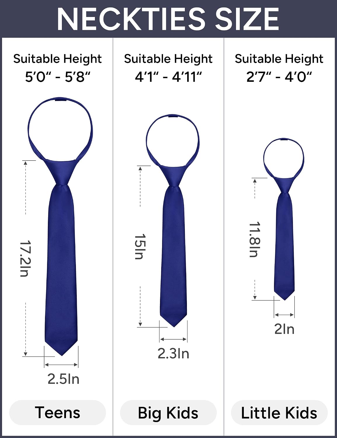 Pre-Tied Boys Set: Necktie, Bow Tie, Pocket Square | Adjustable Zipper Tie | Stain Formal Wear for Wedding Party