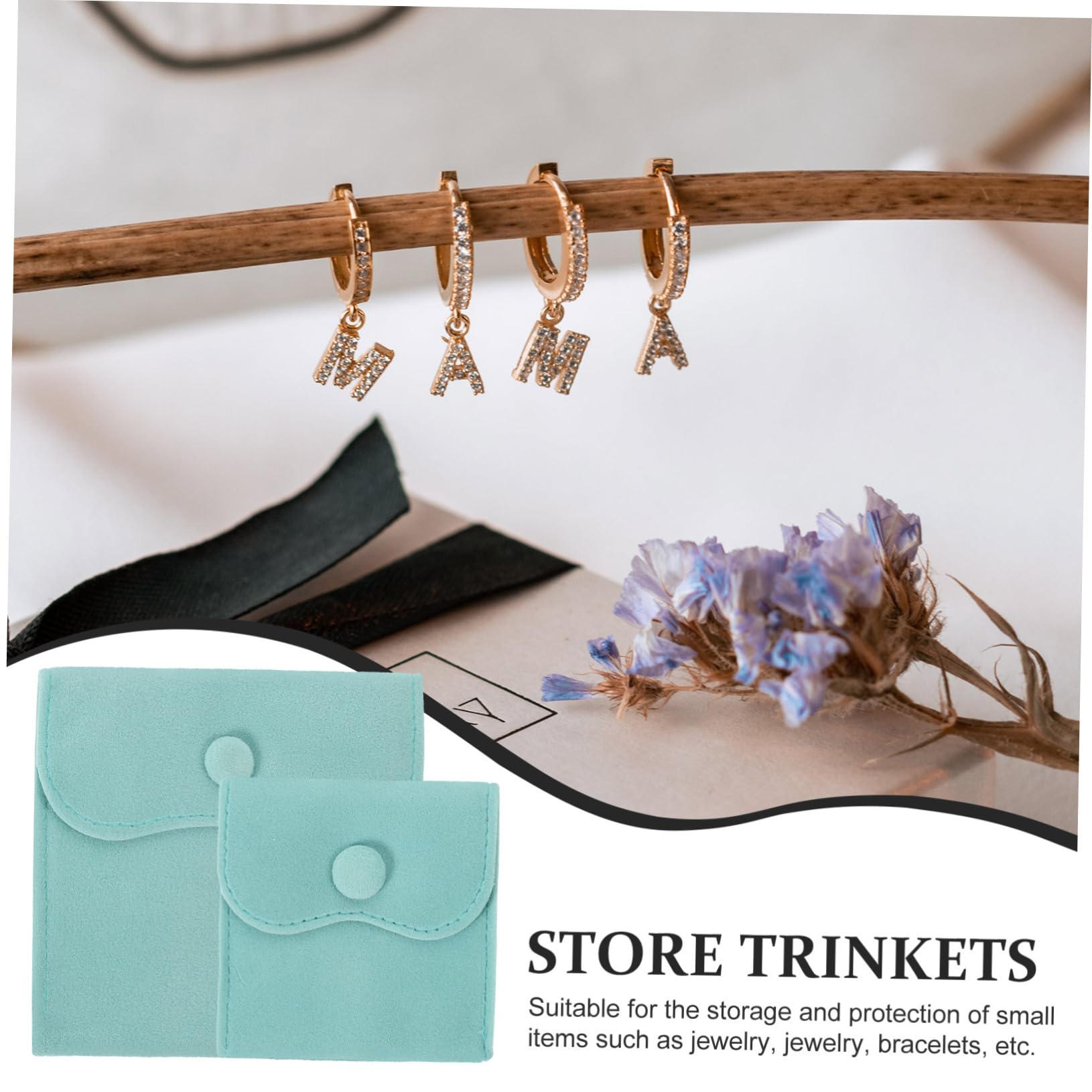 PACKOVE 40stücke Schmuckaufbewahrungstaschen Teiliges Kleine Samtbeutel Mit Druckknopf Für Ringe Ohrringe Und Halsketten Für Hochzeiten Geburtstagsfeiern Und Reisen Aquablau