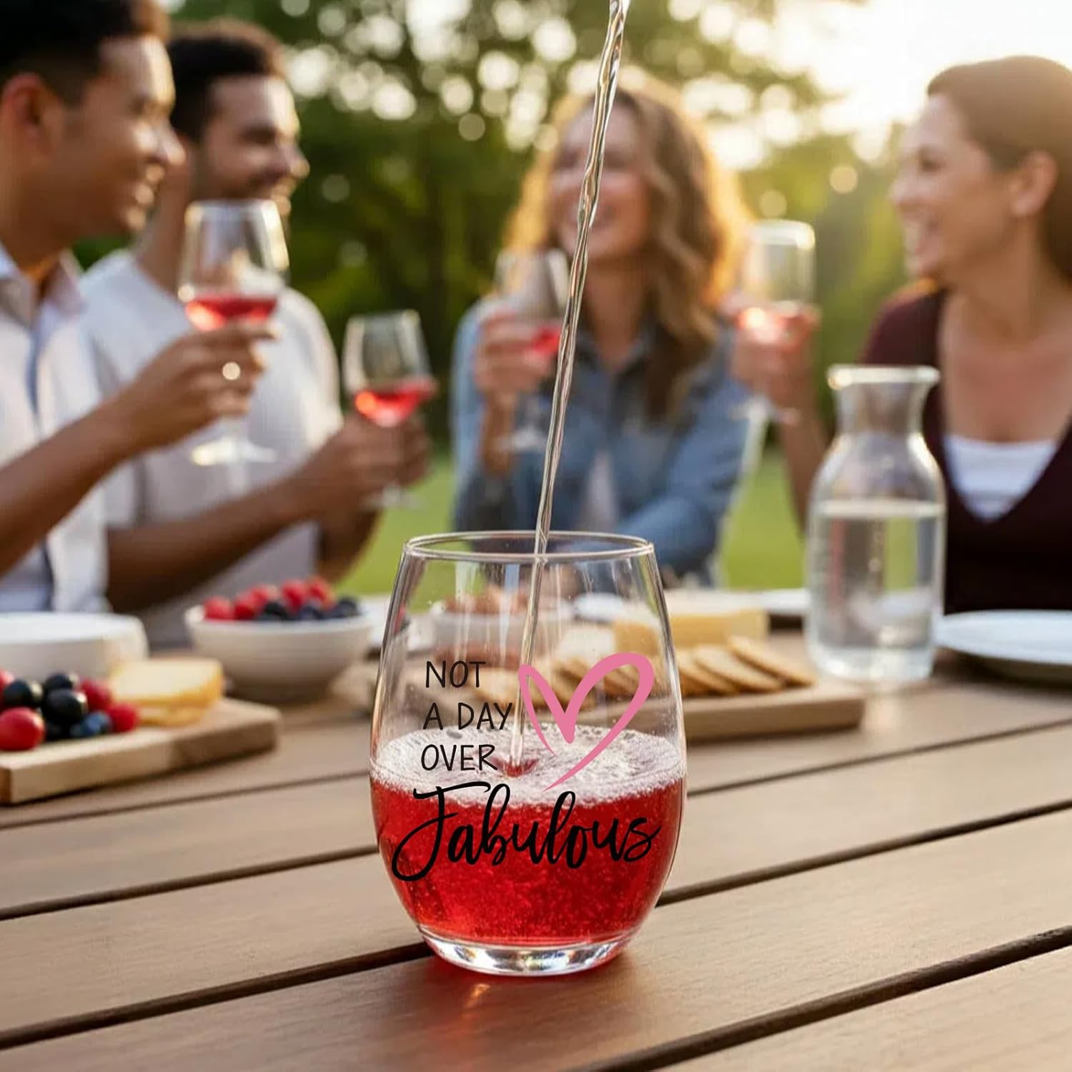 Not a Day Over Fabulous Wine Glasses Birthday Gifts Christmas Gifts for Women, Happy Birthday Gift for Her Bday, Mom, Sister, Best Friends Female Wife Girlfriend Coworkers - Image 3