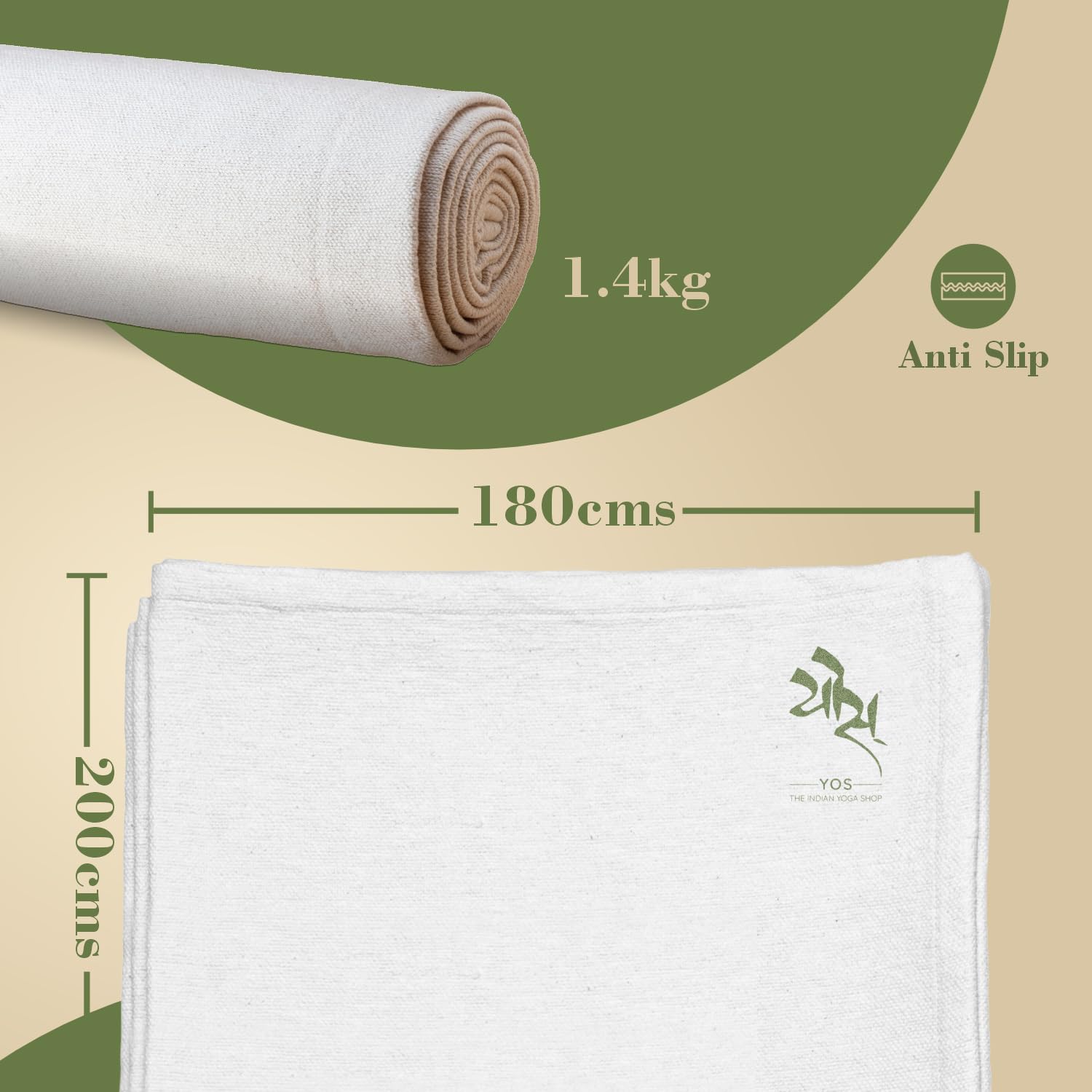 YOS Organic Cotton Yoga Blanket, Biodegradable, Anti-Skid, Dye-Free 2