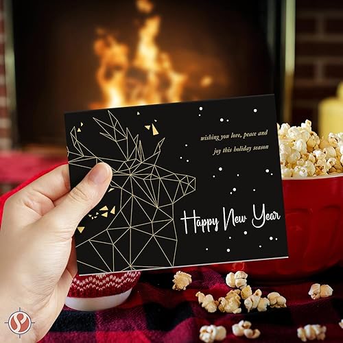 Miniatura 3 de Tarjetas de felicitación de feliz año nuevo 2026 – Wishing You Love, Peace & Joy – Invitaciones navideñas de Navidad, agradecimientos, anuncios,