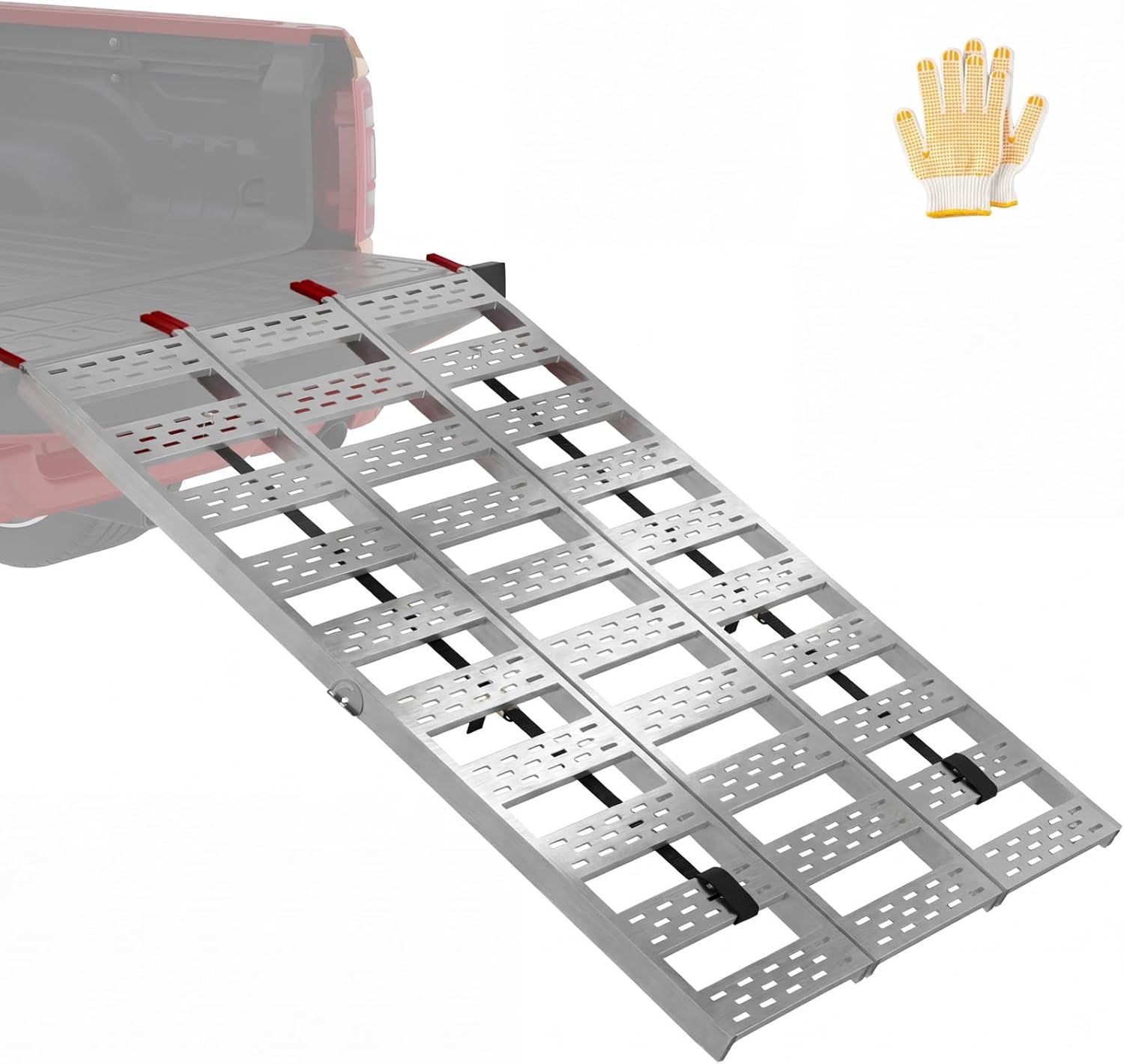 7.5 FT Heavy Duty Aluminum Folding Loading Ramp for Pickup Trucks, 3000 lbs Capacity Truck Loading Ramps for Motorcycles, ATV, UTV Lawn Mowers,Tractors & Golf Carts, 90" Lx12 W (2 Pack)