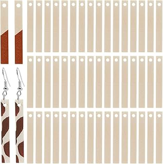 PH PandaHall 100pcs Wood Charms Rectangle Wooden Earring Blanks 40mm Long Unfinished Wood Tags Statement Earrings Charms for Earrings Necklace Jewelry Making Painting Staining