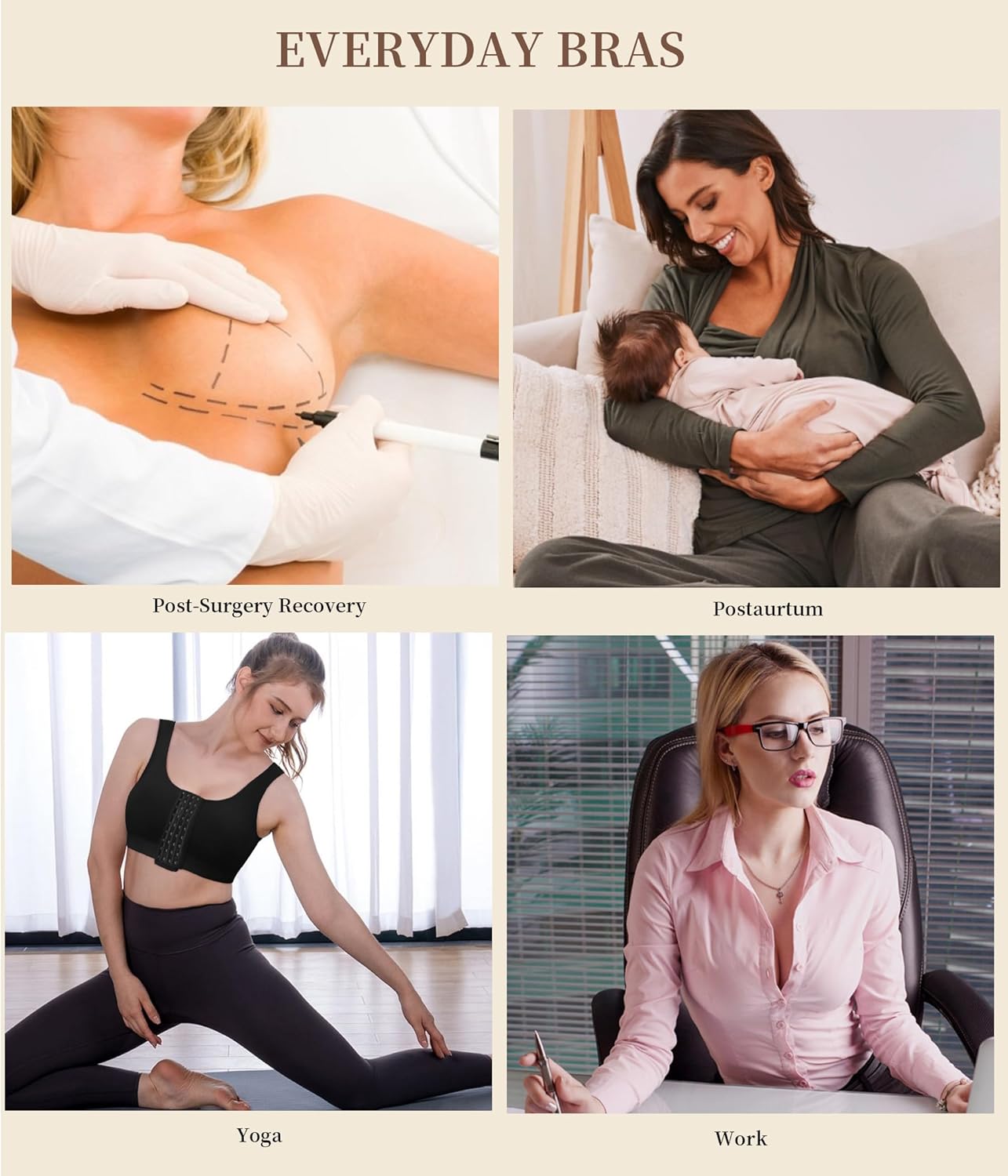 LANCS Wireless Front Closure Compression Bras for Women Post Surgery Mastectomy Everyday Bra with Adjustable Straps - Image 6