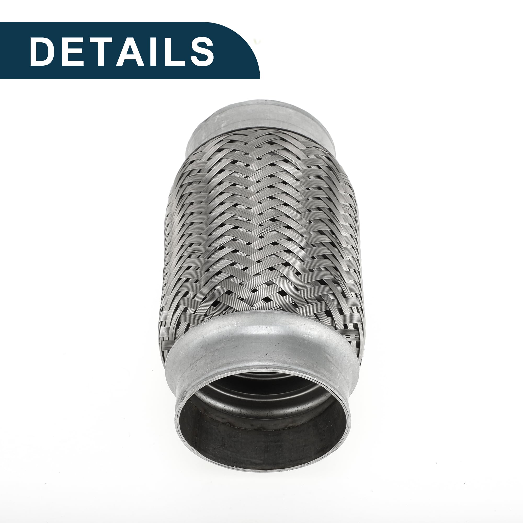 Tubo Flessibile per Scarico Auto 69mm OD Tubo di Scarico Intrecciato Flessibile | Tubo Flessibile Universale Argento 1 Pezzo