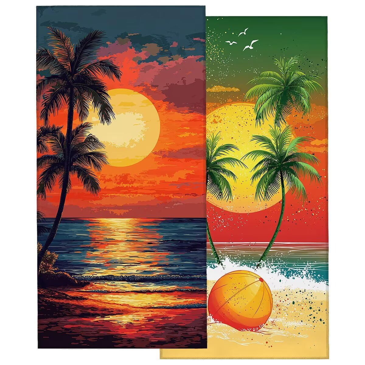 Ręcznik plażowy XXL, 100 x 200 cm, zestaw 2 szt., ręcznik do sauny, ręcznik z mikrofibry, szybkoschnący, sportowy ręcznik do studia fitness, lekki ręcznik kąpielowy, duży, bez piasku, ręcznik plażowy