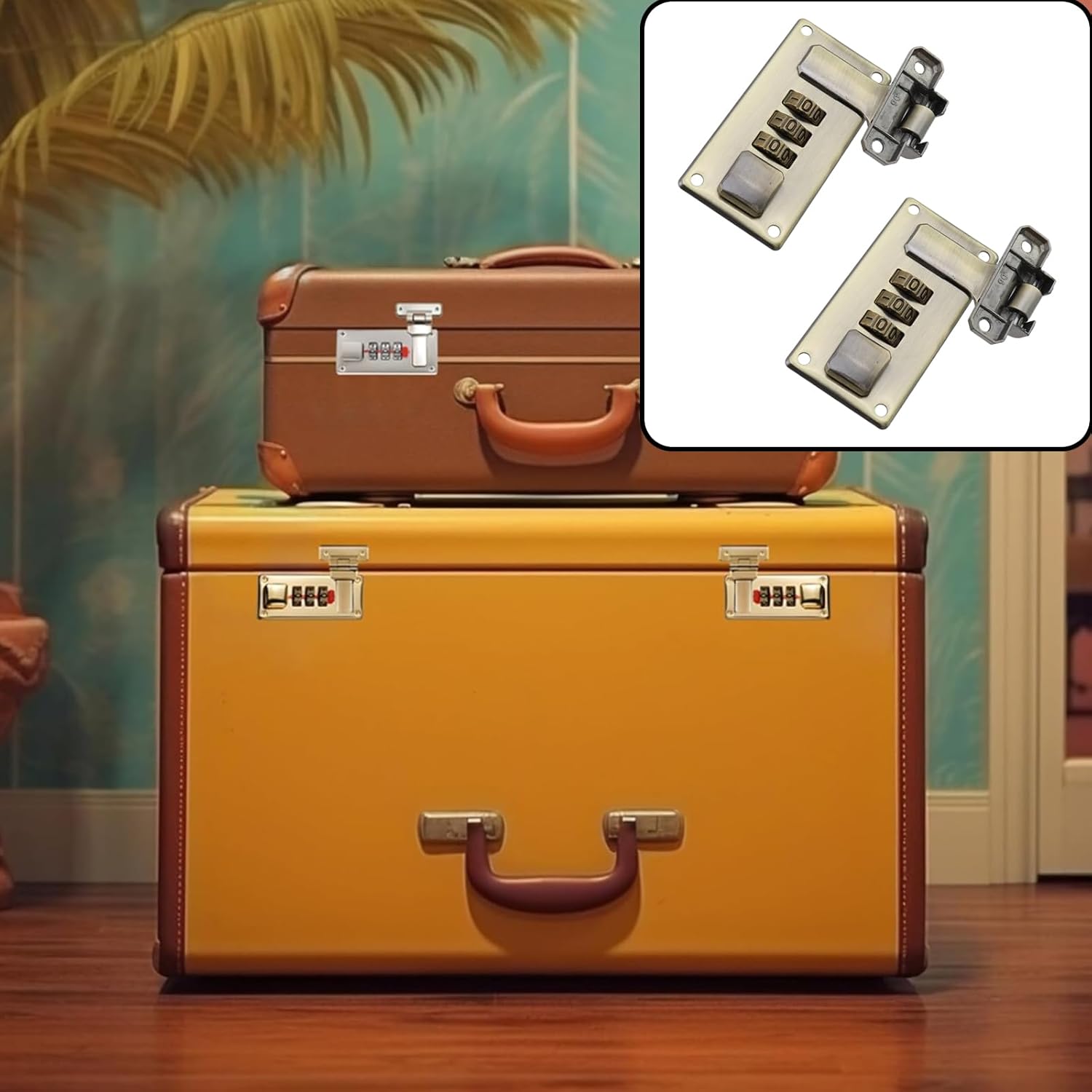 2pcs Luggage Combination Locks 3 Digit Combination Password Locks Bronze Toolbox Hasp with Combination Lock for Toolbox Luggage Wooden Box (Bronze)