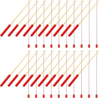 20 Pcs Wooden Fishing Pole Magnetic Fishing Poles Wooden Fishing Rod with Magnet Hooks for Kids Magnetic Fishing Game Fishing Game Activity (Color Set 1)