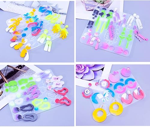 Miniatura 4 de Molde de pendiente irregular Pendientes geométricos Molde de fundición de resina epoxi Molde de silicona colgante de hojas de flores Molde de