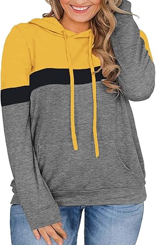 Miniatura 3 de VISLILY - Sudaderas con capucha para mujer, talla grande, con bloques de color y bolsillos, talla XL a 4XL