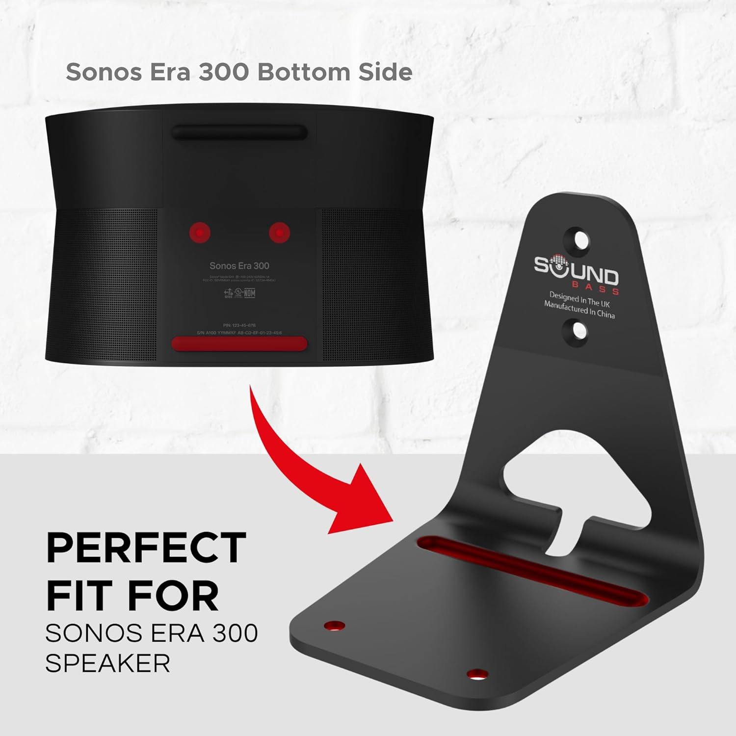 Sound Bass ERA300 Wall Mount Bracket, Low Profile, Black, Twin Pack, Compatible with Sonos ERA 300 Speaker, Complete with All Fixing Hardware - Image 10