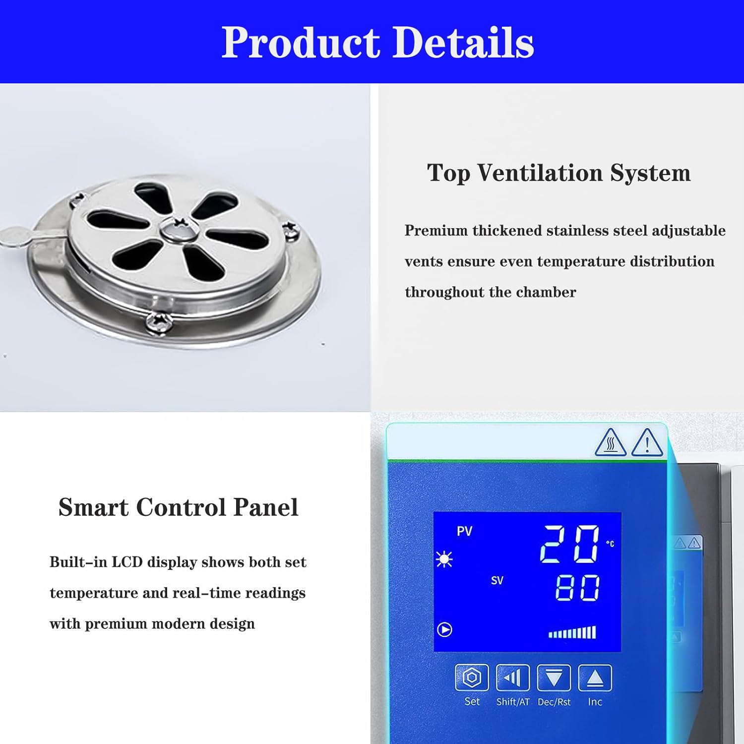 Digital Forced Air Drying Oven for Laboratory & Industrial Use, 220V Electrothermal Oven with Adjustable Fan Speed & Timer, for Heat Treatment and Sample Drying Zinc-Coated Steel Interior 15.6L