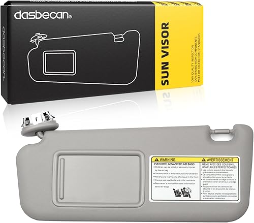 Dasbecan - Visor solar delantero izquierdo del lado del conductor con luz de cortesía compatible con Toyota RAV4 2006-2013, reemplaza # Gris