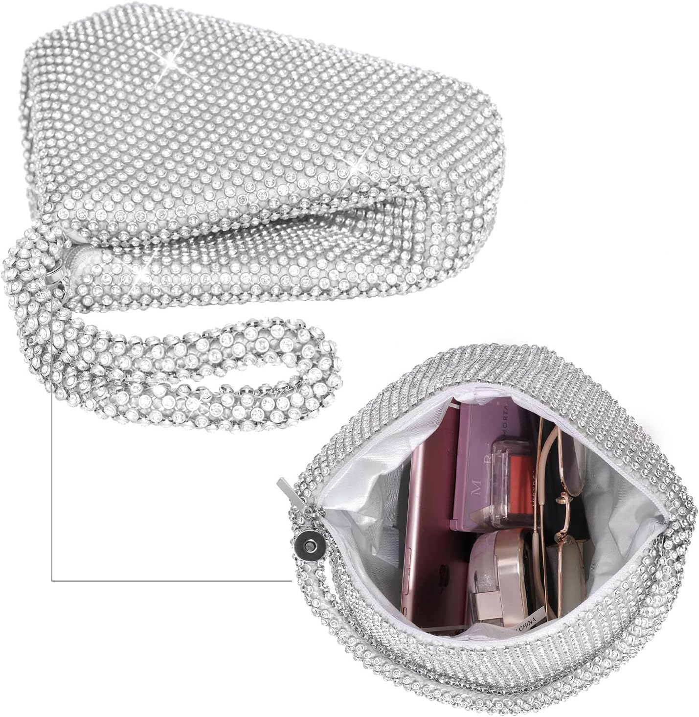 Women's Evening Bag- Upgraded Larger Size Full Rhinestones Bling Wrist Clutch Purse for Party Wedding Date Night - Image 4