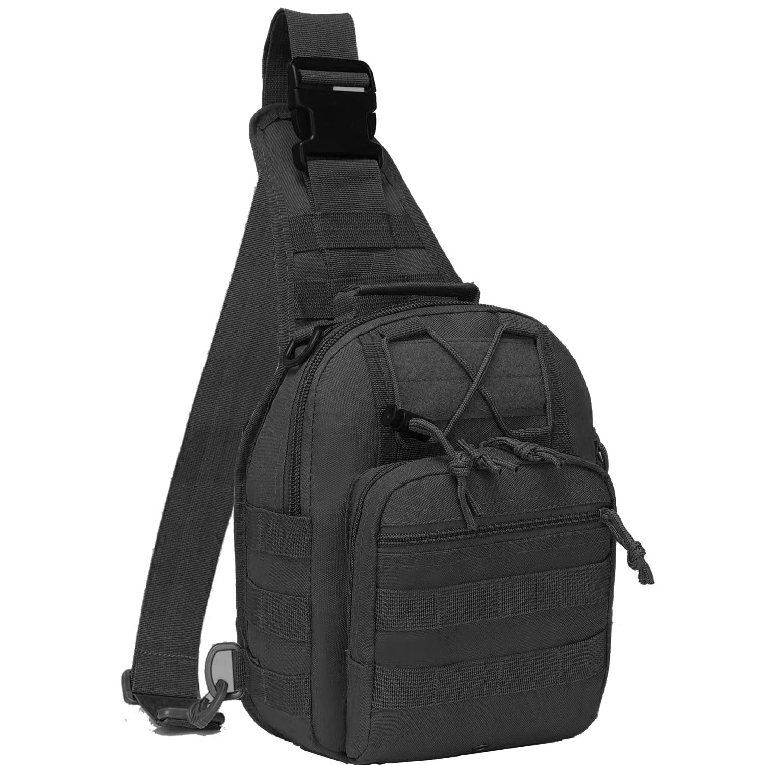 Mtgluk Tactical Sling Bag, Outdoor Durable Military Shoulder Chest Pack EDC Crossbody Daypack for Traveling Trekking (Black)
