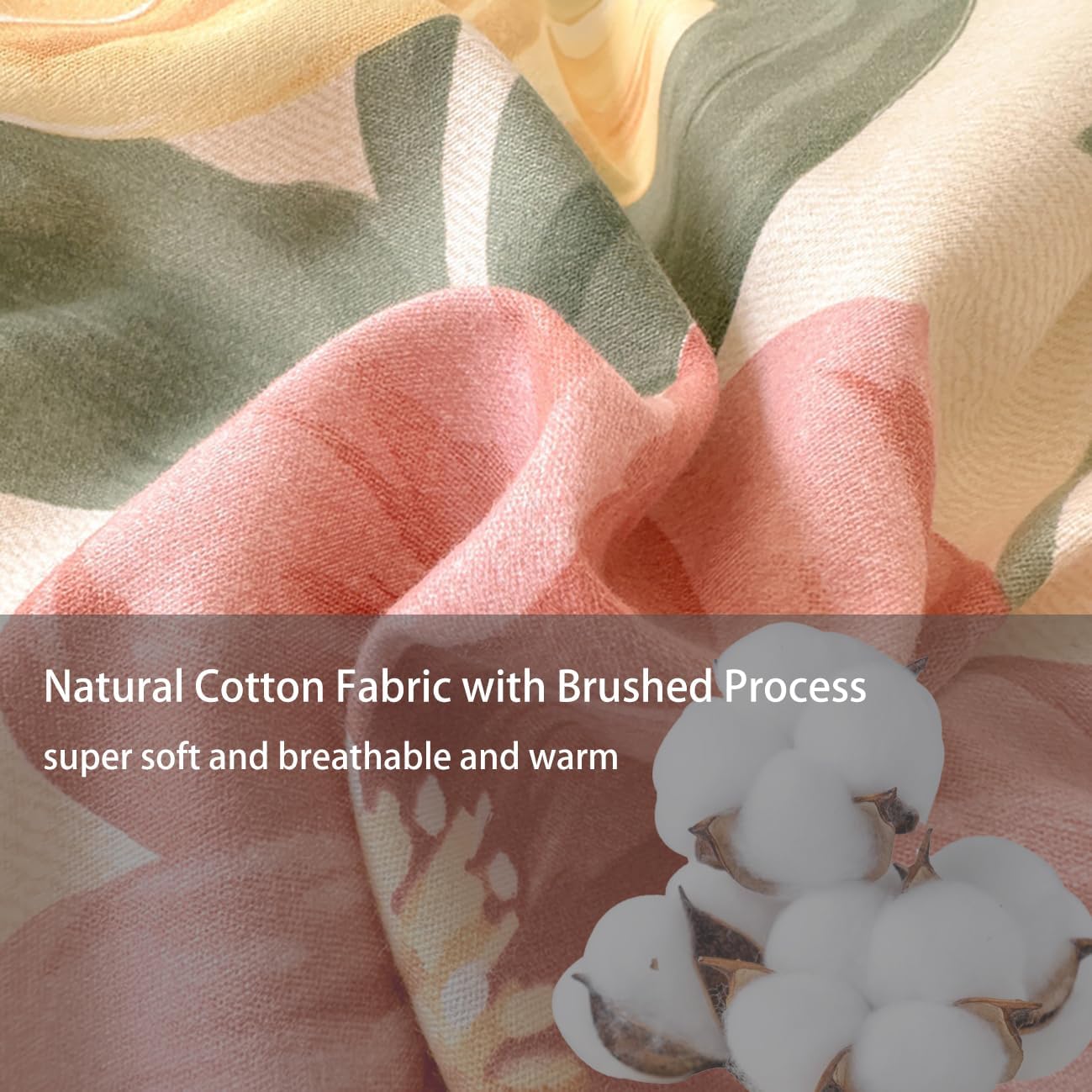 Floral Duvet Cover Queen Spring Brushed Cotton Girls Bedding Set Flowers Printed Comforter Cover with Double Zippers for Summer Quilt Blanket Breathable Reversible Bright Vibrant Botanical Red Yellow