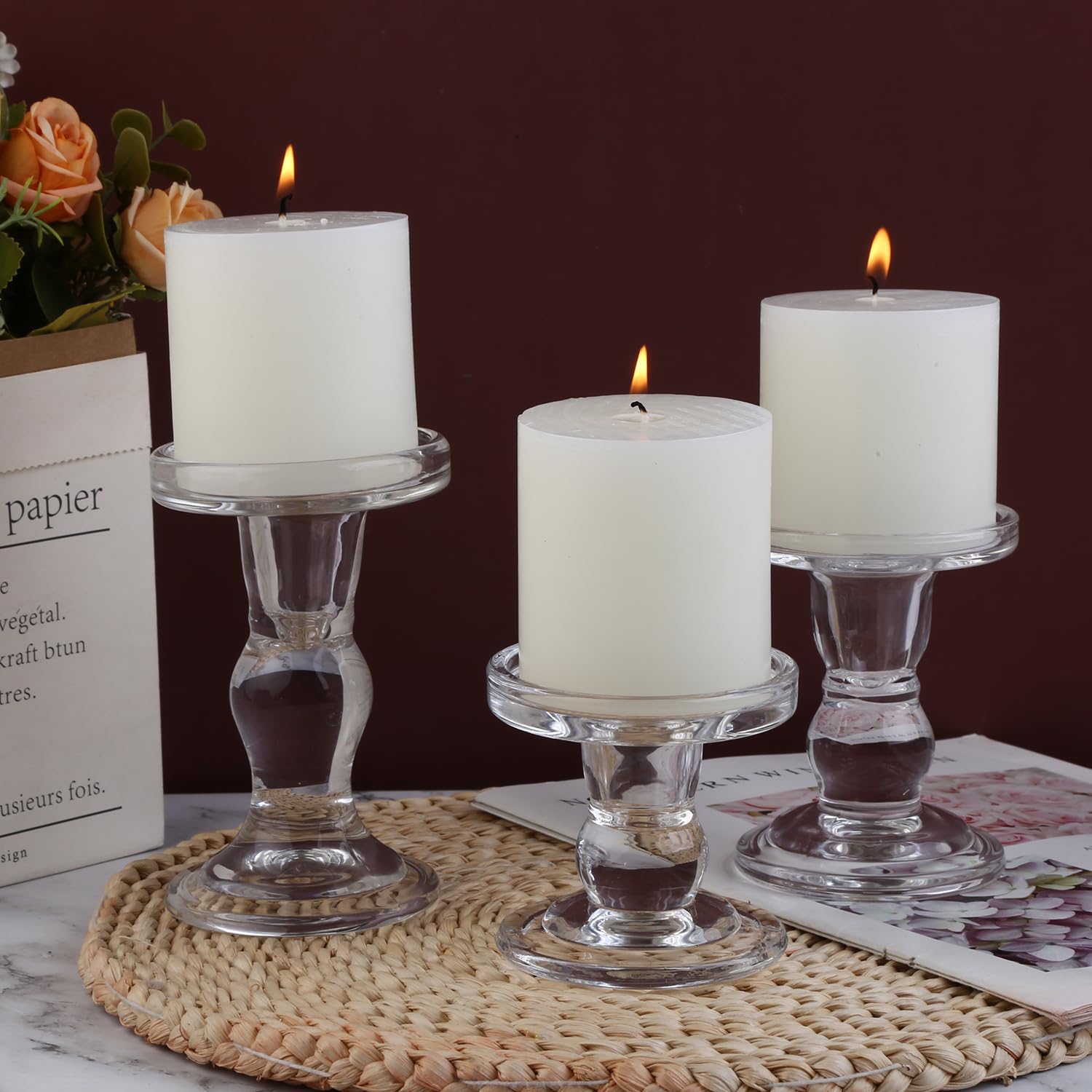 KEHAIL Portavelas De Cristal De 3 Brazos, Candelabros De Mesa De Arco Para  Bodas, Comedor, Adornos, image size:1500x1500