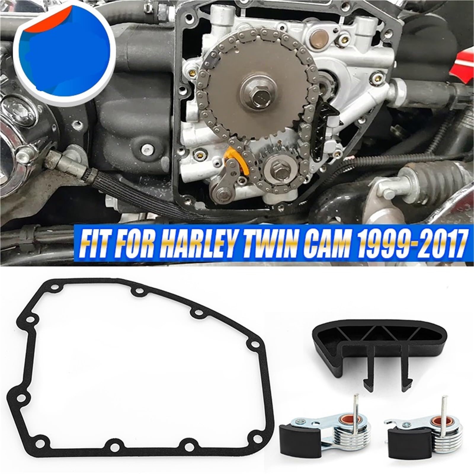 Kettenspanner Passend für Harley Twin Cam 1999-2006 Timing Cam Kettenführung Spanner Nockenabdeckung Dichtung Kettenspanner Motorradspanner(Set 1)