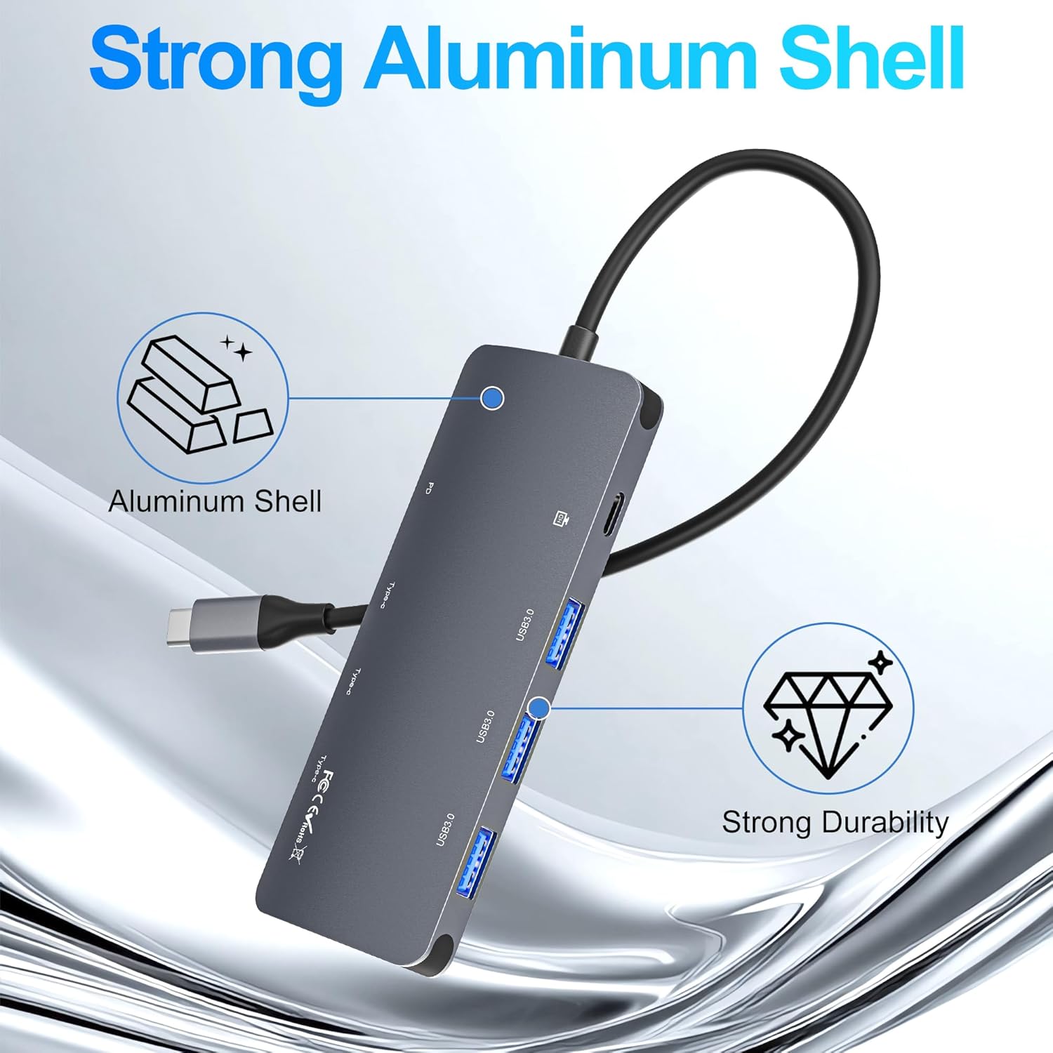 USB C Hub 10Gbps, USB C Splitter with 4K@60Hz Video Display, 100W Power Delivery Charging, USB4 Hub Multiport Adapter with 10Gbps Data Transfer for MacBook Pro/Air, iPad Pro, Mac mini and More