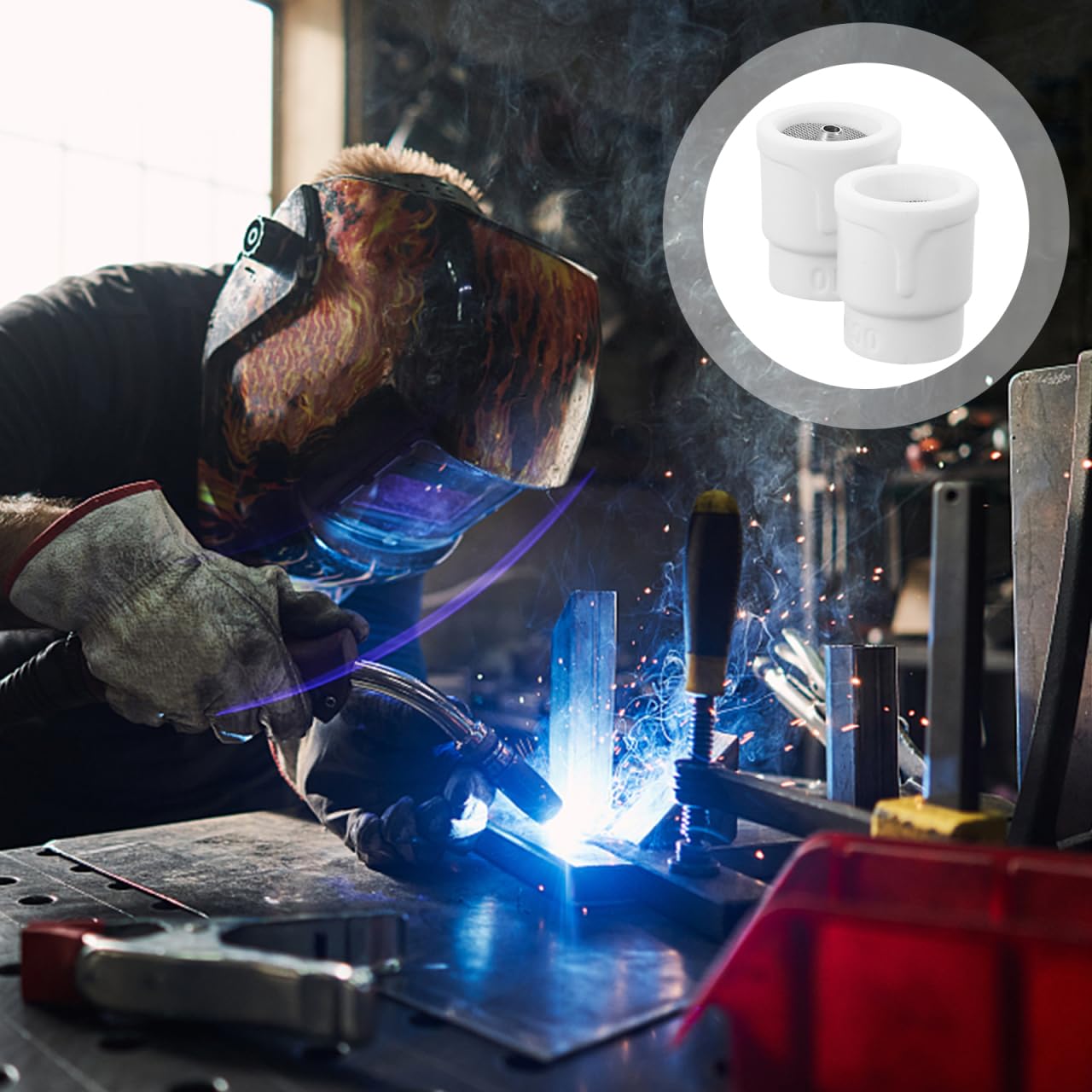 Healvian Tasse En Céramique Tig 2 Pièces Buse Tig Ceramique 10 Accessoire Soudure Pour Torche De Soudage À L'Arc Sous Argon Résistante À La Chaleur Pour Aviation Automobile Machines
