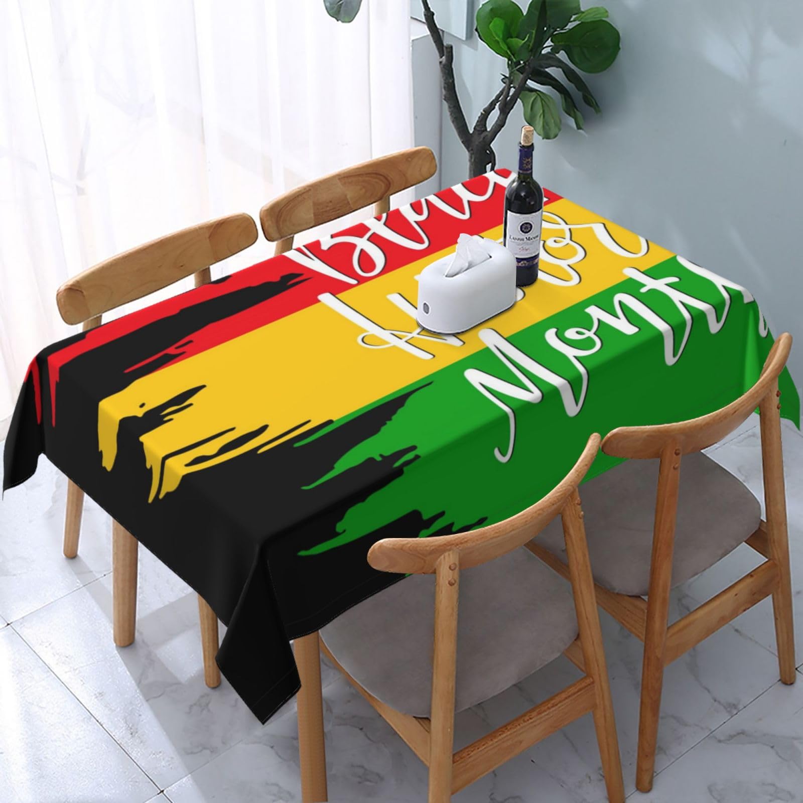 JunHeArt Black History Month Tablecloth Rectangle Table Cover Washable Table Cloths Decor For Kitchen 54" X 72"