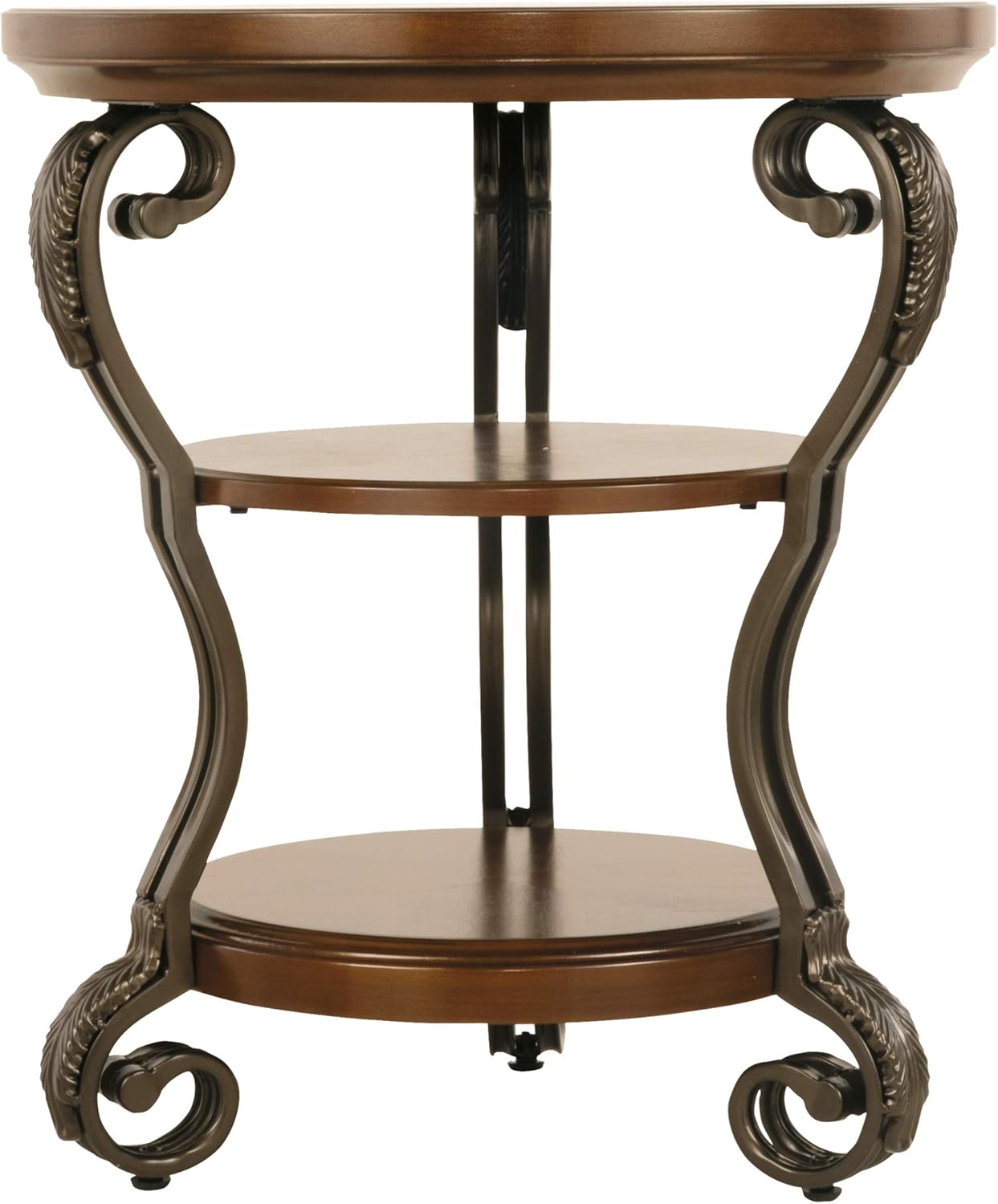 Signature Design by Ashley Nestor Traditional Hand-Finished Chairside End Table with 2 Fixed Shelves, Dark Brown : Everything Else