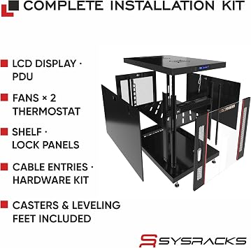 Home Lab Server Rack Cabinet 19 12U Premium Series 35 Deep Network Rack Enclosure with Glass Door, Quiet Cooling Fans & Thermostat, PDU, Shelf, Lockable Cabinet for NAS & Home Network