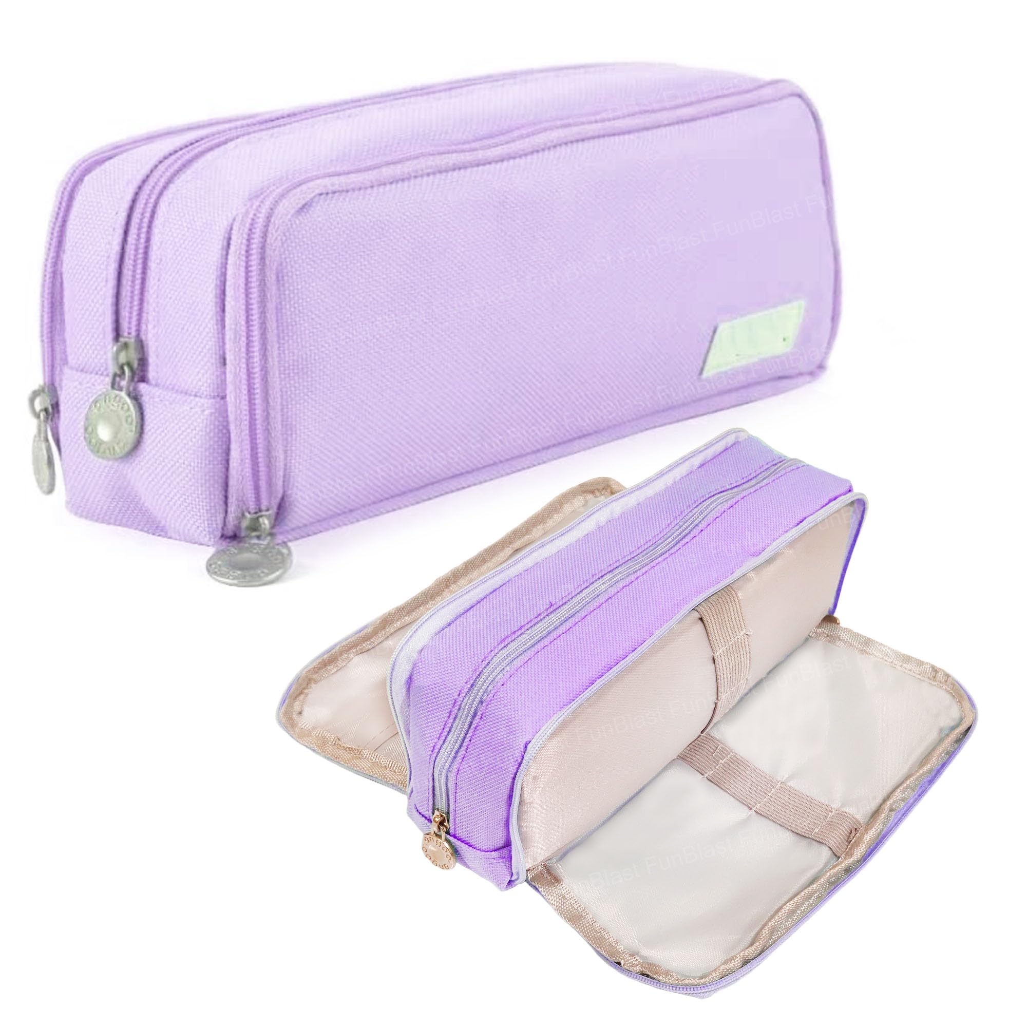 FunBlast Large Capacity Pencil Box for Girls & Boys, 3 Compartments Canvas Pen & Pencil Pouches, Aesthetic Stationery Pouch for School Kids College Students, Birthday Return Gift for Kids (Purple) (B0D7HTLRYQ) Amazon Price History, Amazon Price Tracker