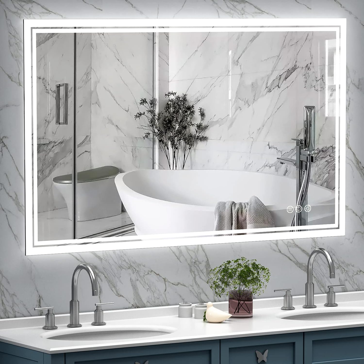 40x24 Inch Lighted Vanity Mirror, ANTEN Backlit LED